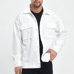 Front Pockets Oversize Shirt Jacket // White (M)
