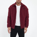 Flanneled with Logo Oversize Shirt Jacket // Burgundy (M)