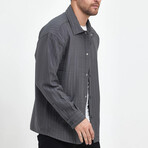 Striped Textured Oversize Shirt Jacket // Anthracite (S)