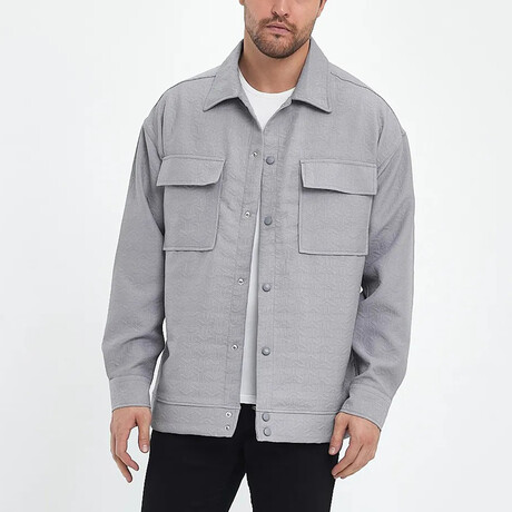 Quilted Oversize Shirt Jacket // Gray (S)