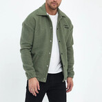 Flanneled with Logo Oversize Shirt Jacket // Khaki (M)