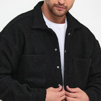 Flanneled Oversize Shirt Jacket // Black (XL)