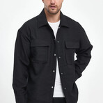 Quilted Oversize Shirt Jacket // Black (M)