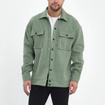 Front Pockets Oversize Shirt Jacket // Green (M)