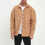 Flanneled Oversize Shirt Jacket // Milk-Brown (S)