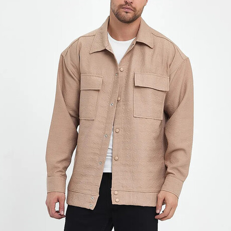 Quilted Oversize Shirt Jacket // Brown (S)