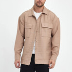 Quilted Oversize Shirt Jacket // Brown (S)