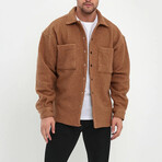 Flanneled Oversize Shirt Jacket // Dark-Brown (S)
