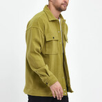 Front Pockets Oversize Shirt Jacket // Oil-Green (L)