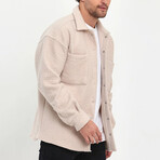Flanneled Oversize Shirt Jacket // White (M)