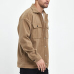 Front Pockets Oversize Shirt Jacket // Brown (XL)