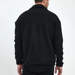 Flanneled with Logo Oversize Shirt Jacket // Black (L)