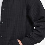 Striped Textured Oversize Shirt Jacket // Black (S)