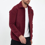 Flanneled with Logo Oversize Shirt Jacket // Burgundy (M)