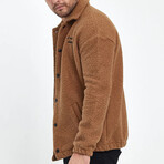 Flanneled with Logo Oversize Shirt Jacket // Dark-Brown (M)