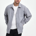 Striped Textured Oversize Shirt Jacket // Gray (L)