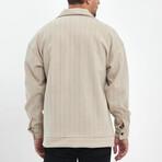 Front Pockets Oversize Shirt Jacket // Beige (XL)