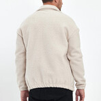 Flanneled with Logo Oversize Shirt Jacket // White (L)