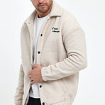 Flanneled with Logo Oversize Shirt Jacket // White (L)