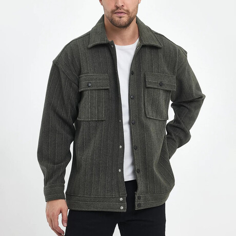 Front Pockets Oversize Shirt Jacket // Khaki (S)