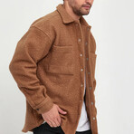 Flanneled Oversize Shirt Jacket // Dark-Brown (S)