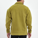 Front Pockets Oversize Shirt Jacket // Oil-Green (L)