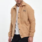 Flanneled with Logo Oversize Shirt Jacket // Milk-Brown (M)