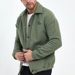 Flanneled with Logo Oversize Shirt Jacket // Khaki (M)