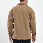 Front Pockets Oversize Shirt Jacket // Brown (XL)