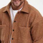 Flanneled Oversize Shirt Jacket // Dark-Brown (S)