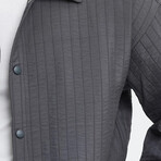 Striped Textured Oversize Shirt Jacket // Anthracite (S)