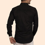 Solid Button-Up Shirt // Slim Fit // Black (XL)