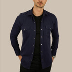 Real Denim Button Up Shirt // Navy Blue (XL)