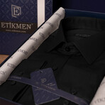 Solid Button-Up Shirt // Slim Fit // Black (XL)