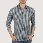 Gingham Button-Up Shirt // Slim Fit // Green-Navy (S)