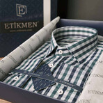 Gingham Button-Up Shirt // Slim Fit // Green-Navy (S)