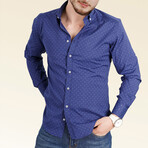 Polka Dots Button-Up Shirt // Slim Fit // Navy (S)