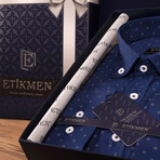 Polka Dots Button-Up Shirt // Slim Fit // Navy (S)