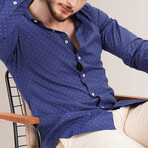 Polka Dots Button-Up Shirt // Slim Fit // Navy (S)