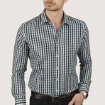Gingham Button-Up Shirt // Slim Fit // Green-Navy (S)