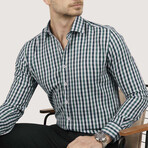 Gingham Button-Up Shirt // Slim Fit // Green-Navy (S)