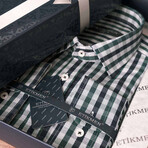 Gingham Button-Up Shirt // Slim Fit // Green-Navy (S)