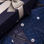 Polka Dots Button-Up Shirt // Slim Fit // Navy (S)