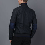 Fencing Leather Jacket // Navy Blue (S)
