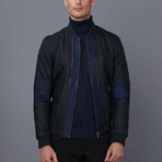 Fencing Leather Jacket // Navy Blue (S)