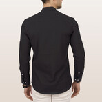 Mandarin Collar Quarter-Button Shirt // Black (2XL)