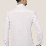 Mandarin Collar Quarter-Button Shirt // White (M)