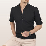 Mandarin Collar Quarter-Button Shirt // Black (2XL)