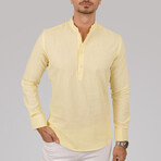 Mandarin Collar Quarter-Button Shirt // Yellow (2XL)