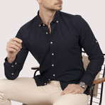 Solid Button-Down Shirt // Navy (L)